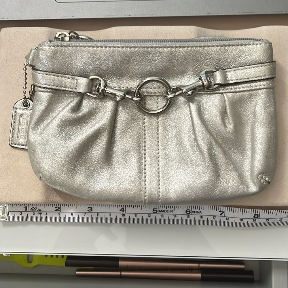 Coach SoHo Pleated Metallic Wristlet